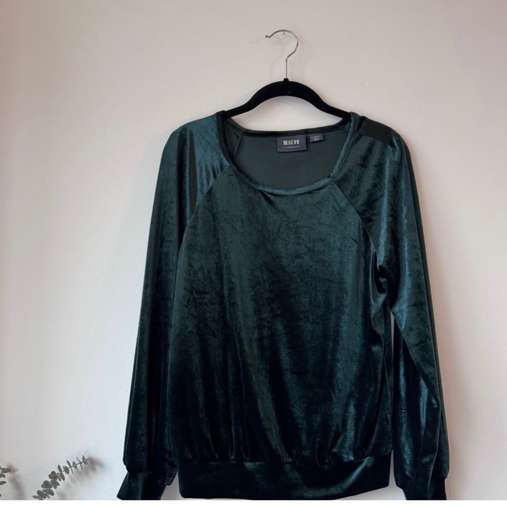 Anthropologie Maeve Candace Velvet Top Emerald Green XS - Picture 2 of 4